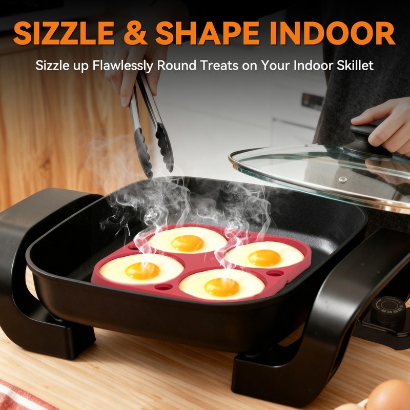 4-Round Silicone Egg Rings for Frying Eggs & Pancake Pancake Shaper Non-Stick... gallery