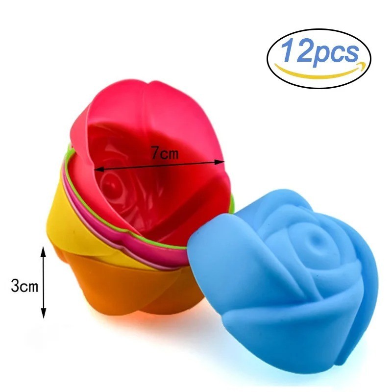 Silicone Muffin Cupcake Baking Molds 12pcs Round Heart Shape Kitchen Bakeware gallery