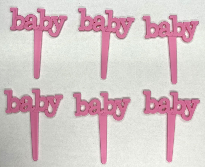 Bakery Craft Set of 6 “Baby” Baby Shower Gender Reveal Cupcake Picks Pink BC6