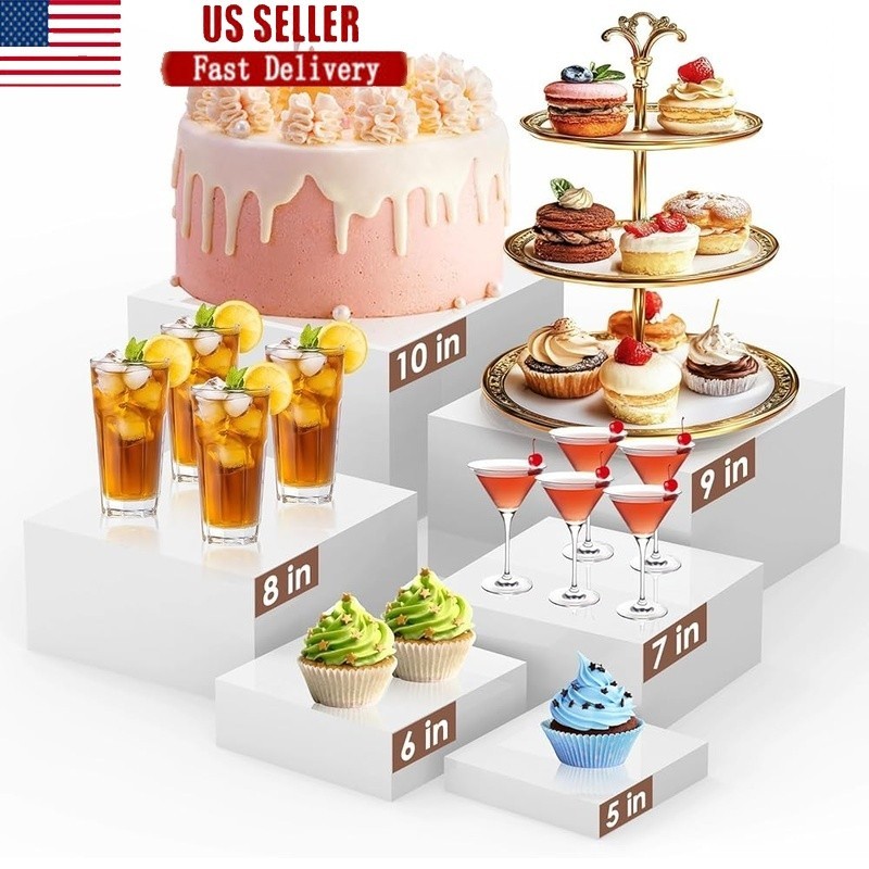 Acrylic Buffet Risers Set Food Display Stand Multifunctional Parties Events 6Pcs