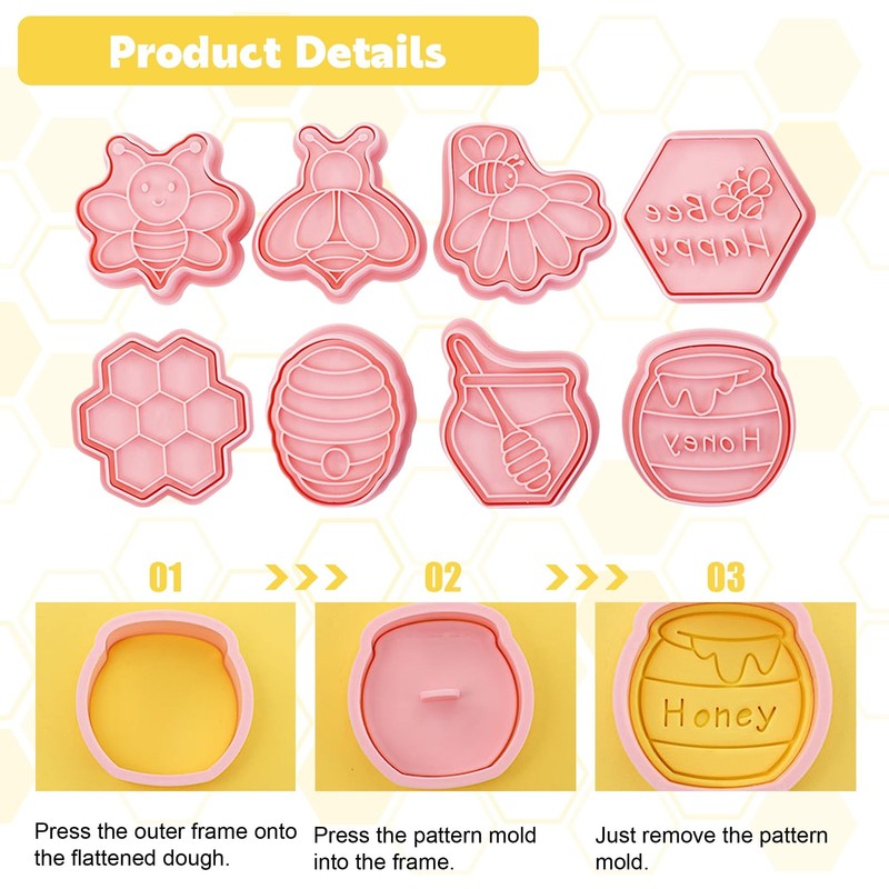 8 Pieces Cute Honey Bee Cookie Cutters,Bee Festival Theme Cookie Cutters Cart... gallery