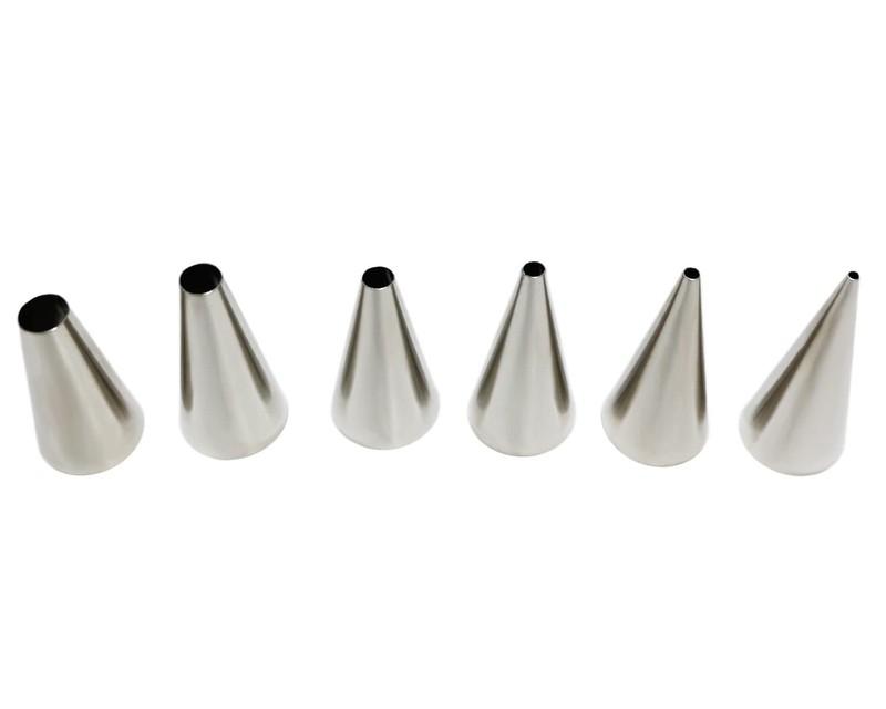 6pcs Round Piping Nozzles Set Stainless Steel Icing Piping Tips 6 Sizes Frost... gallery