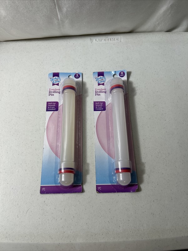 Fondant Rolling Pin 9 Inch Cake Decorate Guide Rings ArtSkills Lot Of 2 New