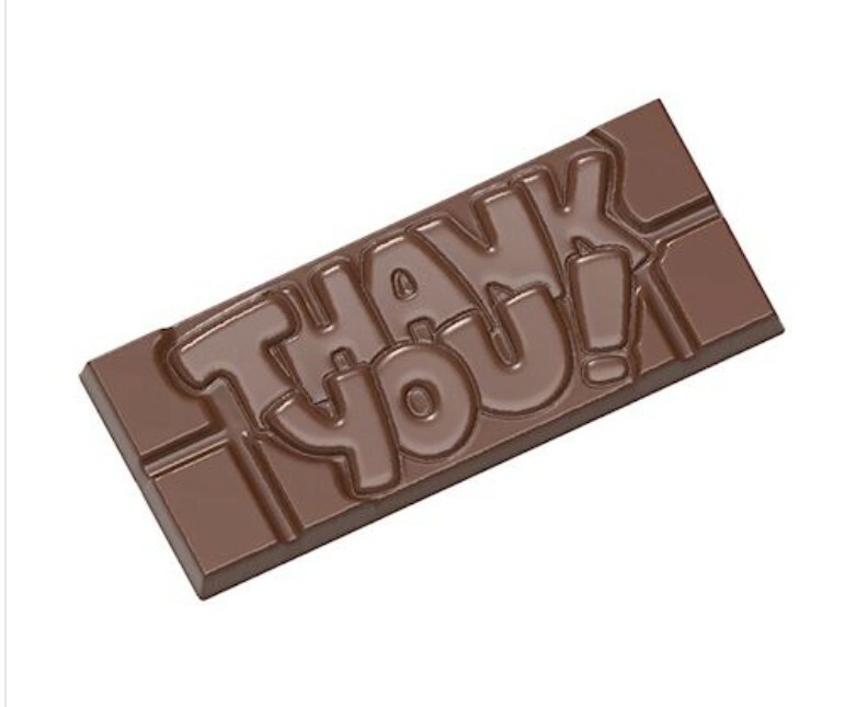 4-Cavity EU  PC Chocolate Mold with THANK YOU Tray Mould 4.6"x2"x.3" "NEW" gallery