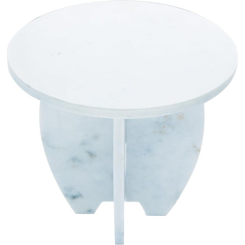 White Marble Pedestal Stand Unique Interlocking Base Cakes Fruits Display New gallery