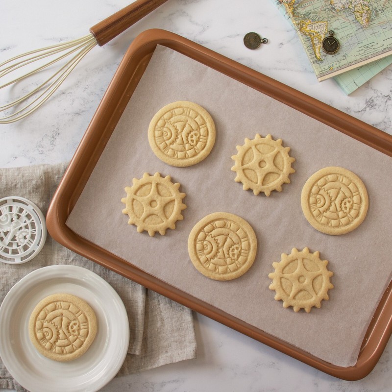 Set: Steampunk Gear, Clock, and Hat Cookie Cutters - cogwheel cyberpunk vintage gallery