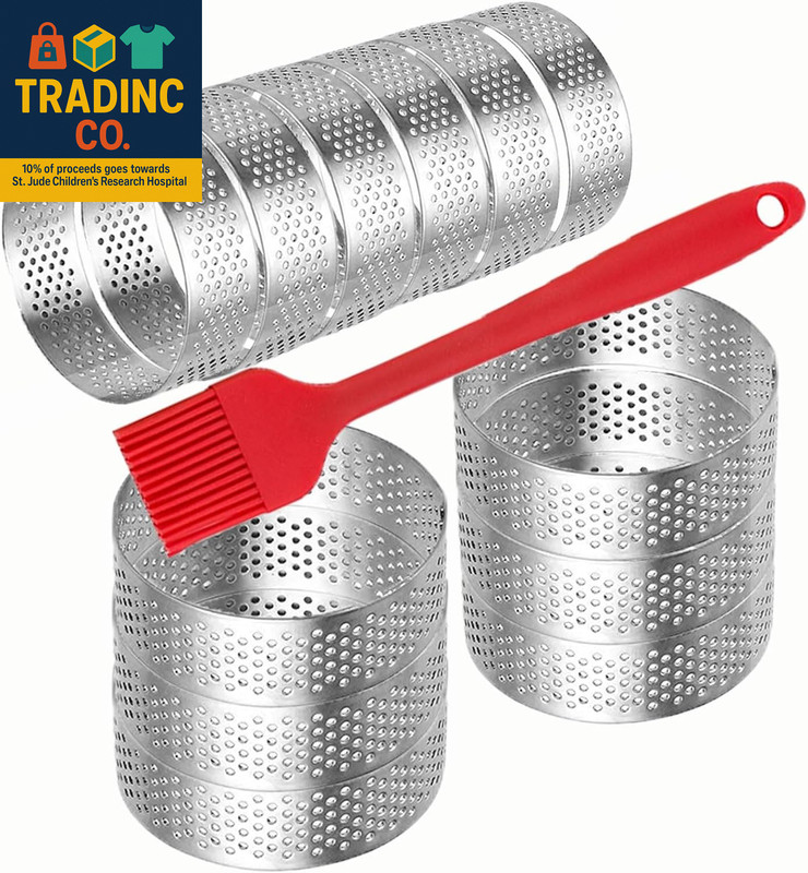 12Pack Tart Rings 3.15 Inch Perforated Tart Ring Stainless Steel, round Mousse C