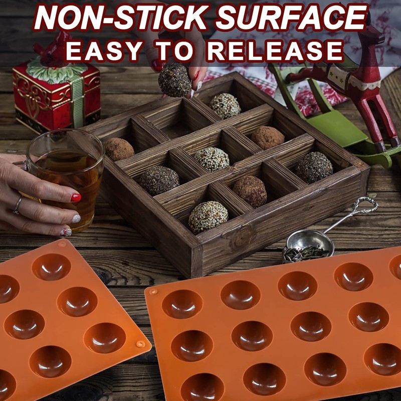 Small 15-Cavity Semi Sphere Silicone Molds Non-Stick,2 Packs Half Sphere Sili... gallery