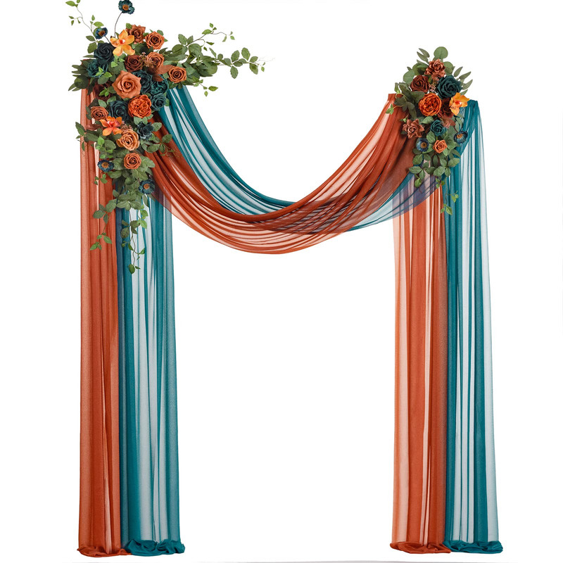 Ling’S Moment Lings Moment Teal Orange Artificial Wedding Arch Flowers Kit Pack