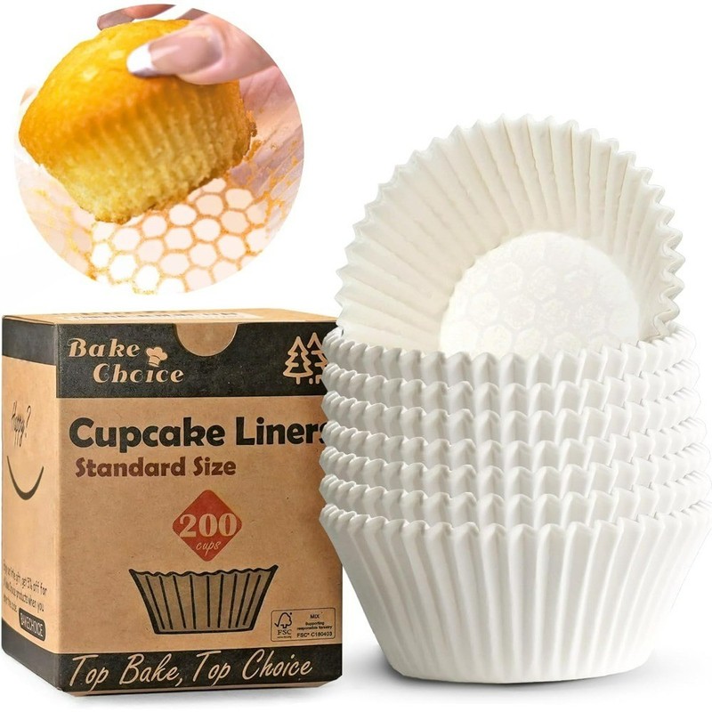 Standard White Cupcake Liners Baking Natural Muffin Liners Non-Stick Non-Slip