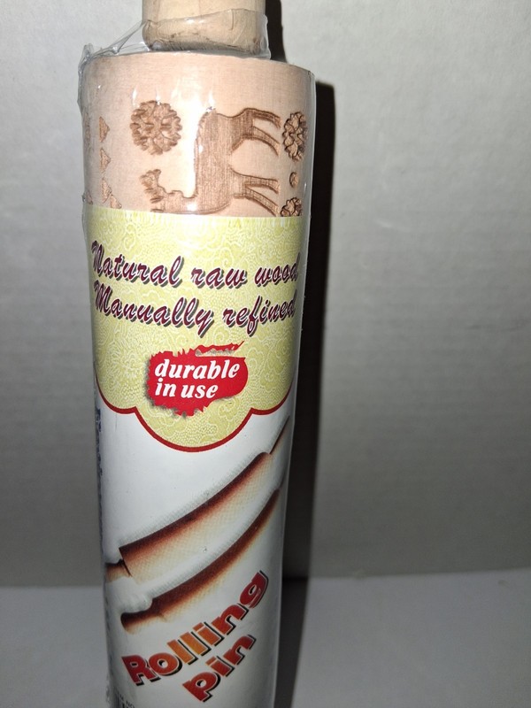 Rolling Pin Natural Wood Christmas Tree & Deer Embossed 14" Long NEW gallery