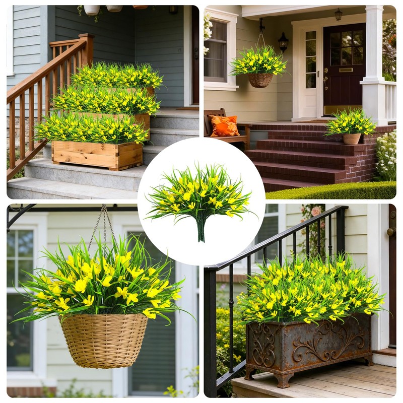 Lcuasc 16 Bundles Artificial Plants Flowers For Outdoor Fake Monkey Grass gallery