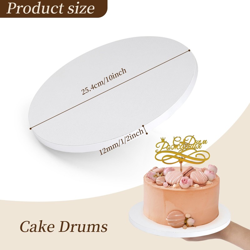 Cake Drums 10 Inch Round Cake Boards 1/2" Thick Food-Grade Corrugated Cardboa... gallery
