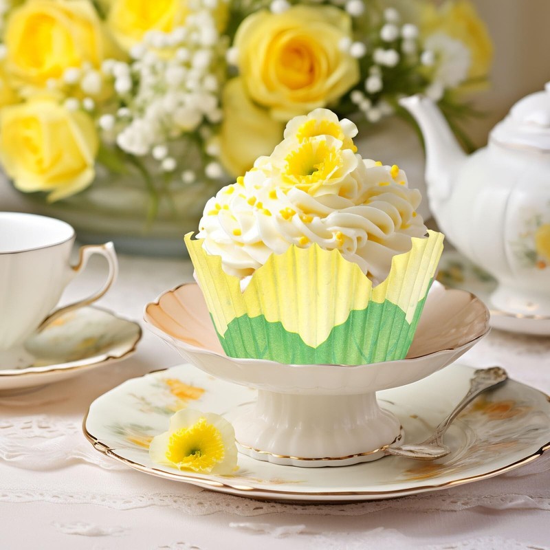 300Pcs Flower Cupcake Liners Spring Summer Flower Baking Cups Pink Purple Yel... gallery