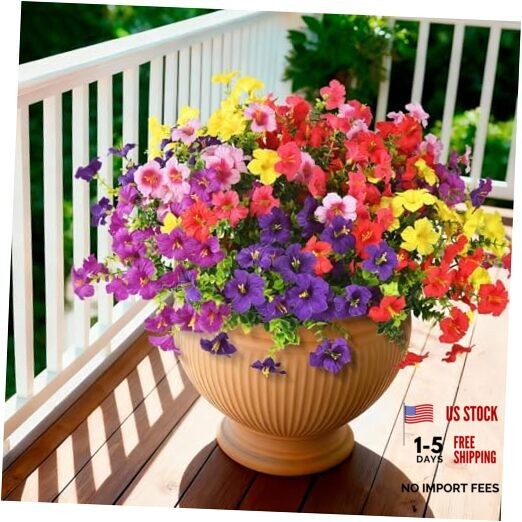 Artificial Fake Petunias Flowers for Outdoors Spring Decoration, 6 Mix Color-1
