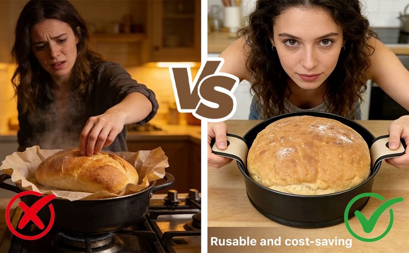 2PCS Silicone Bread Sling for Dutch Oven, Non-Stick Reusable Baking Mat with gallery