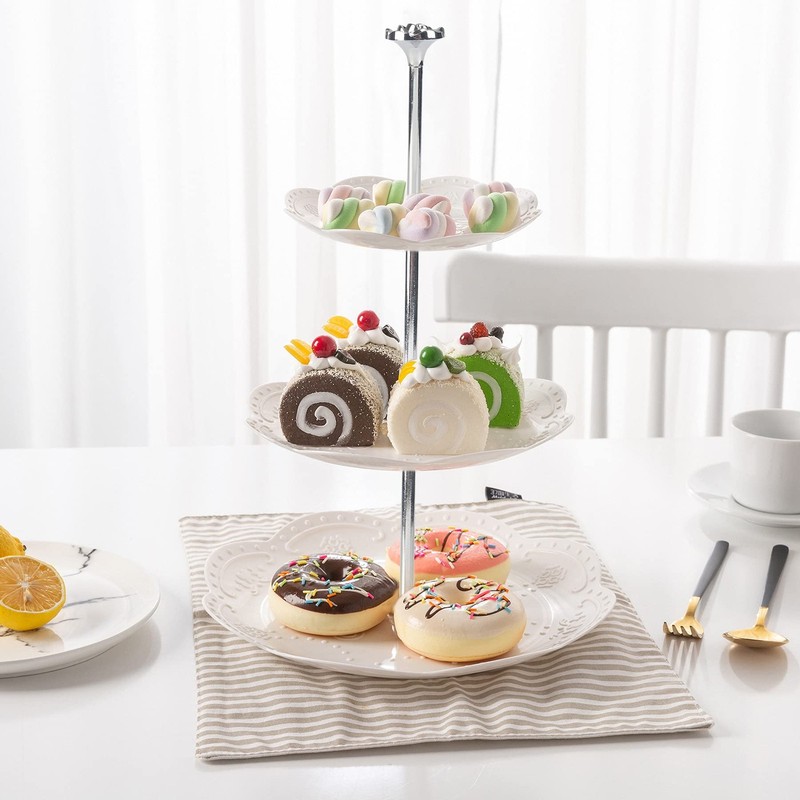 3 Tier 14" Heavy Metal Cake Stand Holder Fruit Plate Stand Fitting Hardware R... gallery