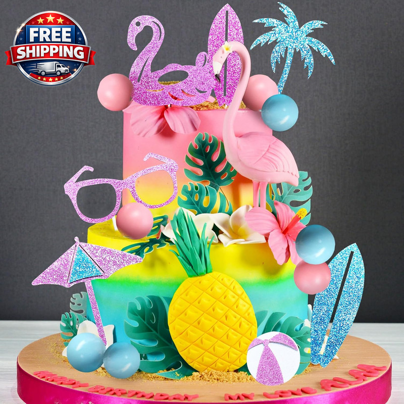Pink Beach Surfing Cake Decorations Summer Surfboard Cake Toppers Pool Party Cak gallery