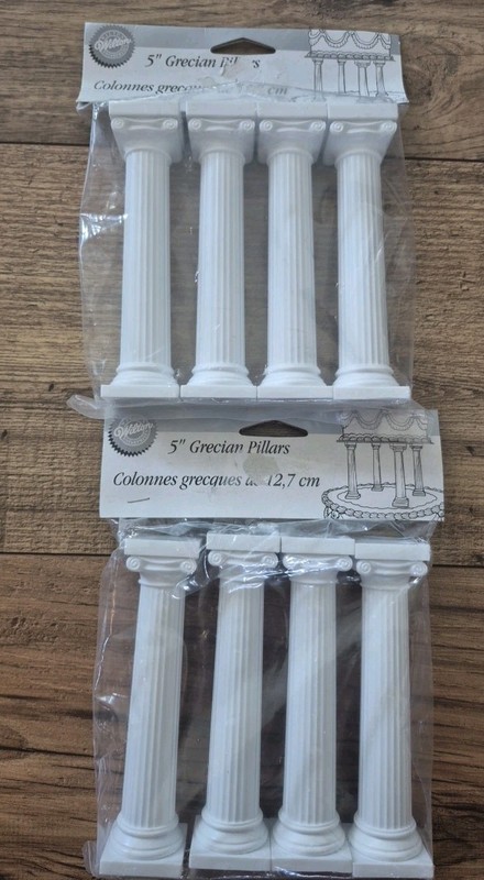 Wilton Cake Deco 2x4 12 3/8 Long Dowel Rods 2x4 pc 3+5+7 Inch Grecian Pillars gallery