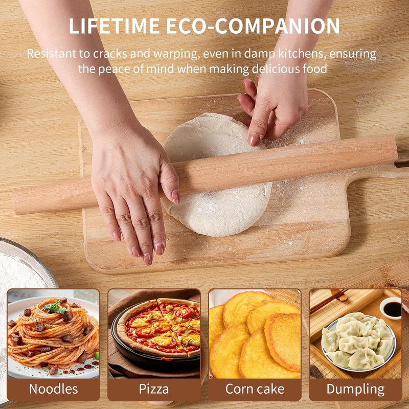 French Rolling Pin 18.92 Inch Wooden Dough Roller Fondant Pie Crust Pastry gallery