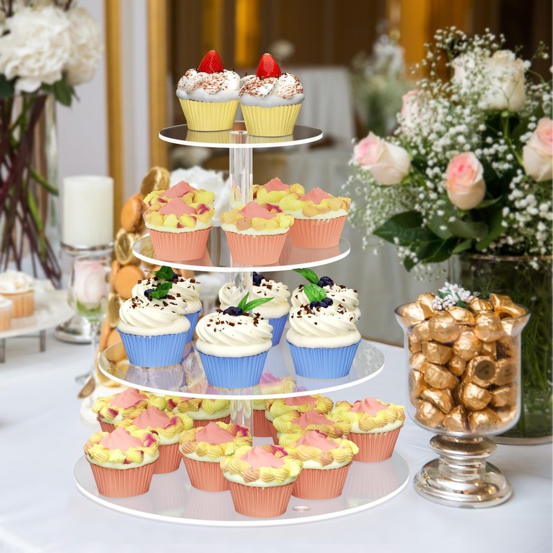 4 Tier Round Cupcake Stand, Acrylic Cupcake Display Stand for 38 Cupcakes, Cl... gallery