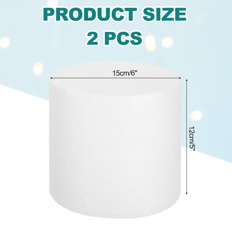 Round Foam Cake Dummy, 6"x 5" White Fake Cake Circles Dummies, 2Pcs gallery