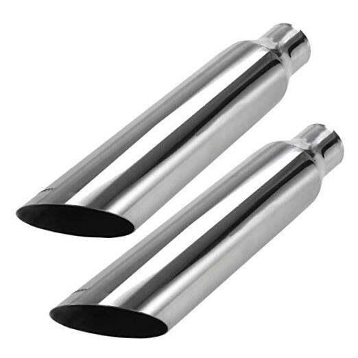 2 PCS Universal Stainless Steel Exhaust Tip 2.25″ Inlet 3.5″ Outlet 18″ Long