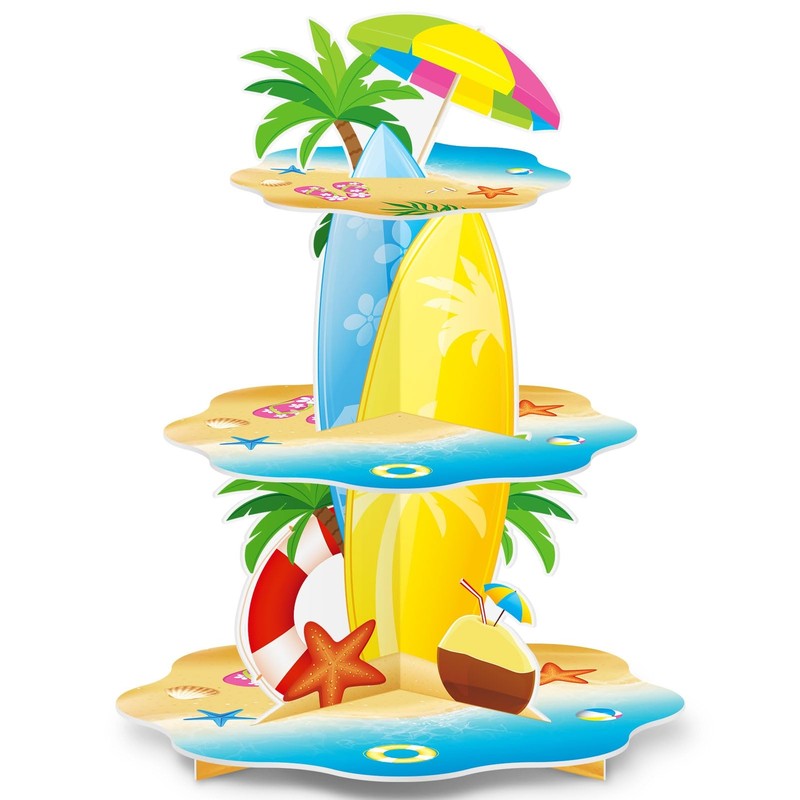 Summer Decorations Beach Surfboard Palm Tree Umbrella Cupcake Stand Gift gallery