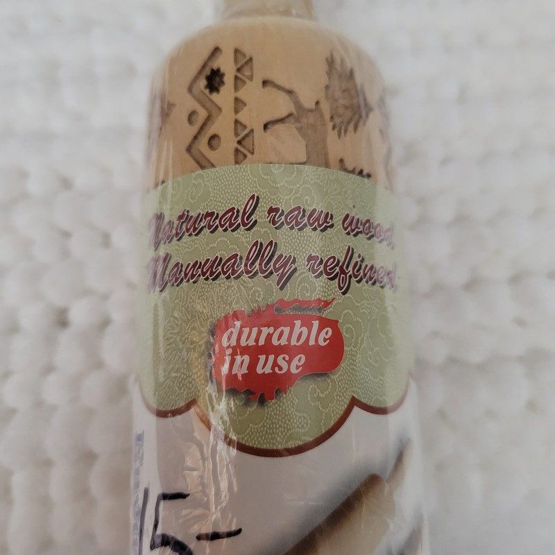 NEW Deer Embossed Rolling Pin Engraved Wooden Winter Scene NIP Christmas kitche gallery