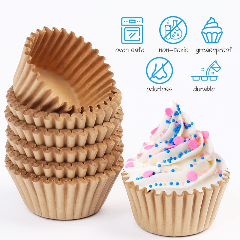 LotFancy 500Pcs Mini Cupcake Liners, Natural Muffin Liners Mini, gallery