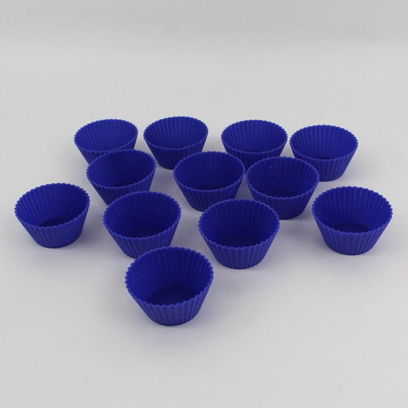 Set of 12 Cobalt Blue Silicone Muffin Cups