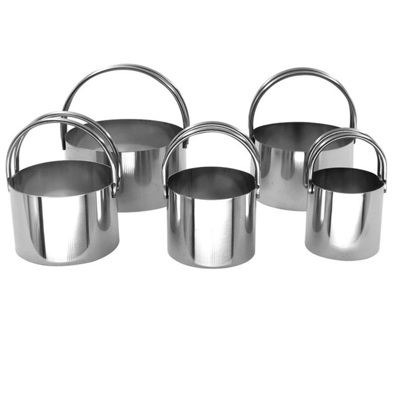 5 Pcs Stainless Steel Fondant Cookie With Handle For Baking Tool