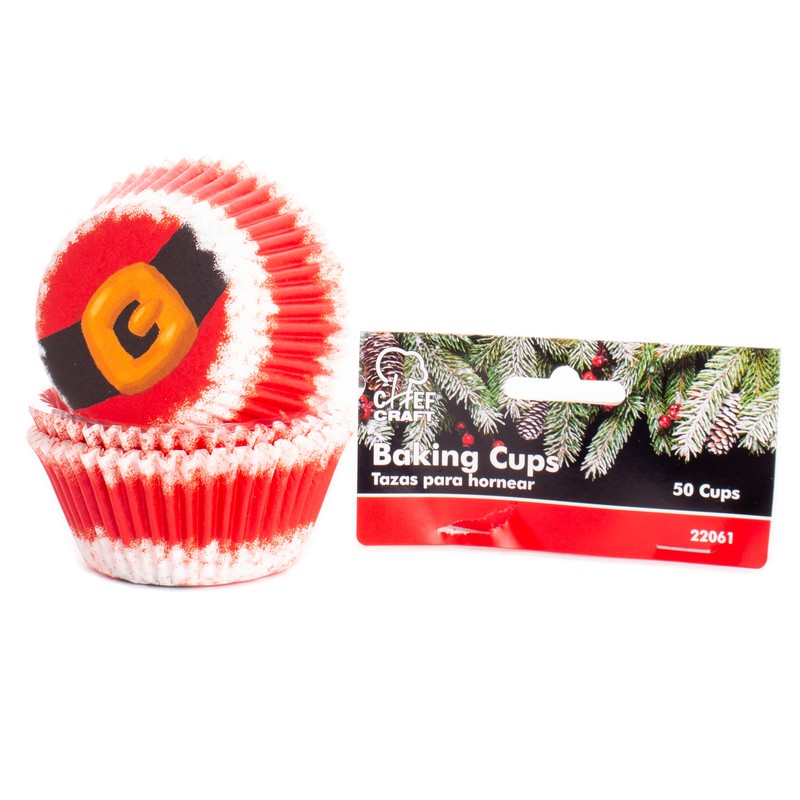 Christmas Santa Pants Holiday Baking Cups 3″ Cupcake Liners, 50 CT, Red White