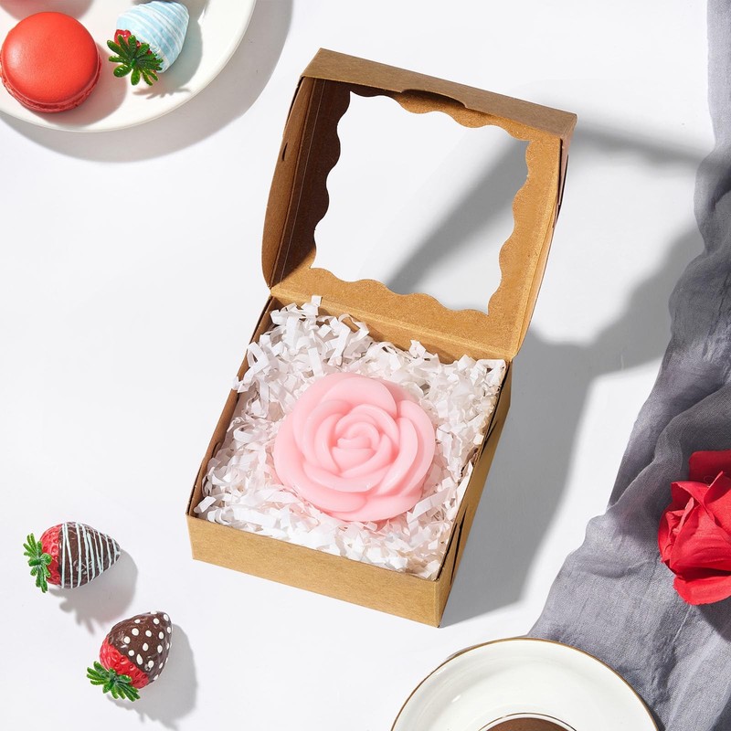 3x3x1.5Inches 100 Pcs Mini Bakery Boxes with Window for Homemade Soap,Cookies... gallery