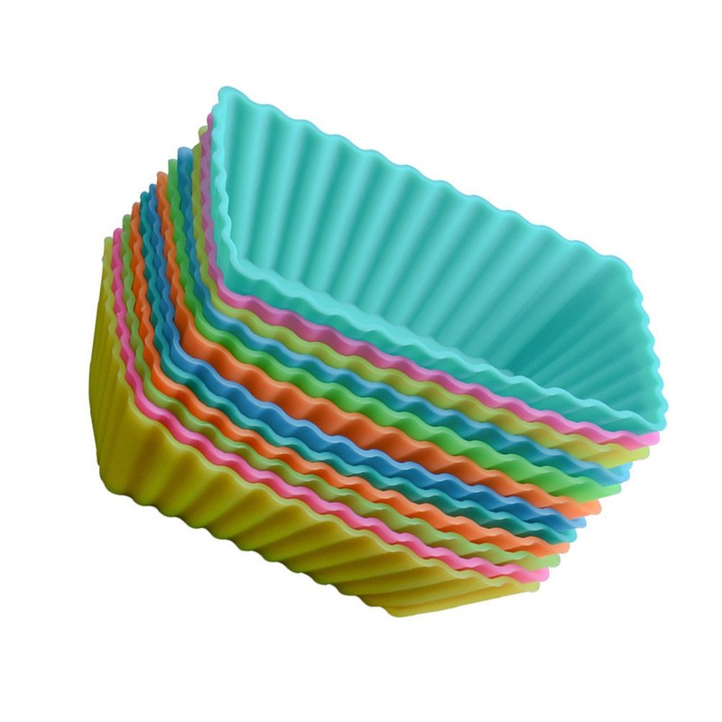 24 Pcs Reusable Silicone Rectangular Muffin Cups Cake Baking Mold Supplies gallery