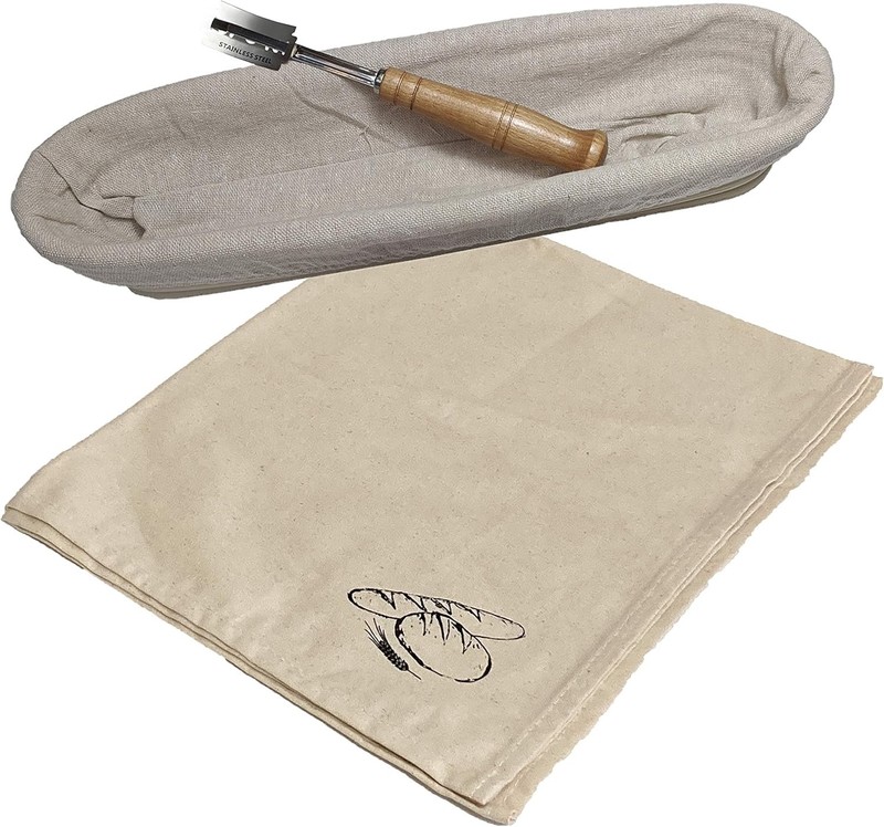 Proofing Basket Oblong with Cloth Liner, Le & Dough Rising Cloth