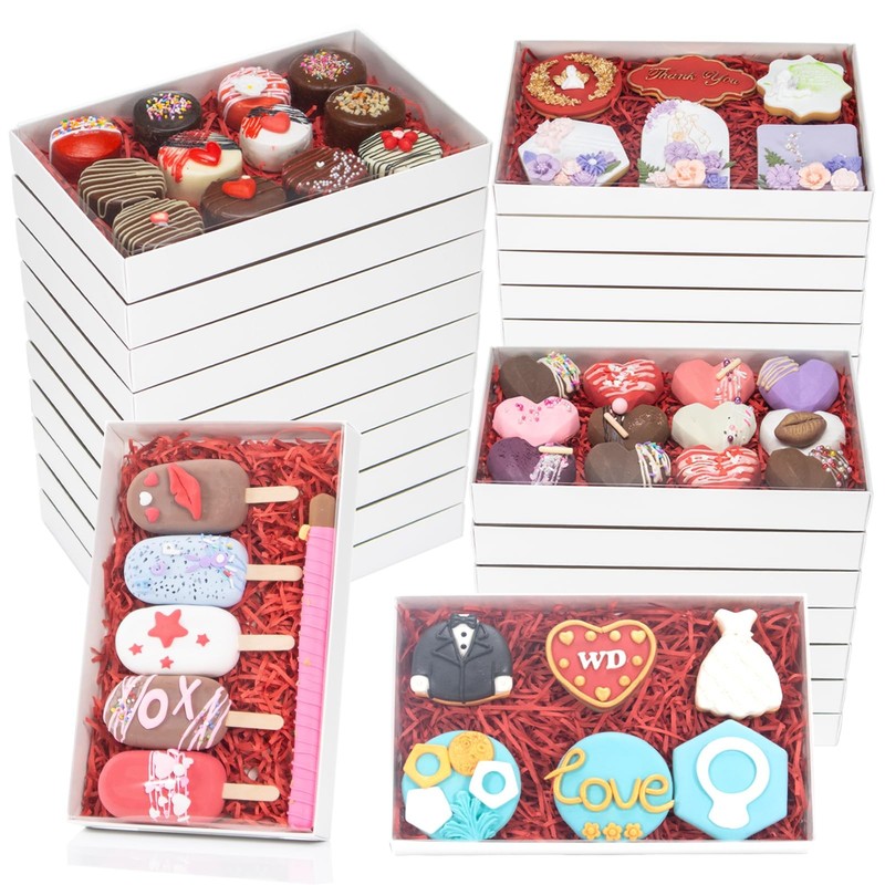 12 PACK 9.5″ x 6″ x 1.2″ Clear Cookie Boxes with Full Window,Bakery Boxes Cak…