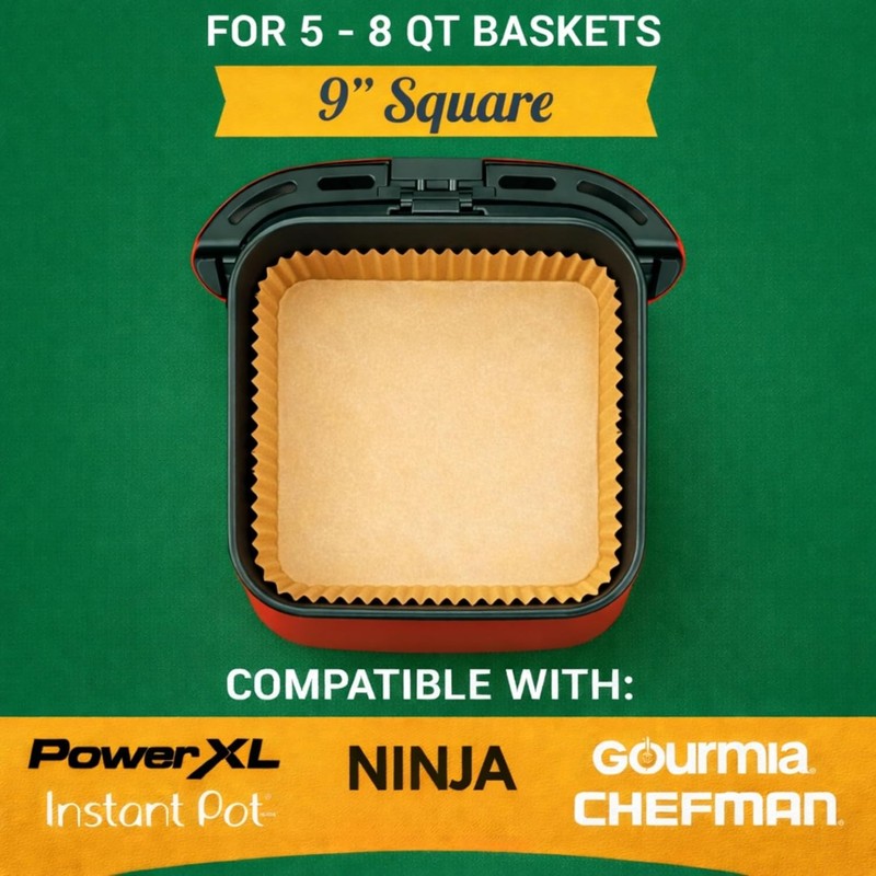 Air Fryer Liners Disposable – 125 pk 8" Unbleached Non-Sti Parchment gallery