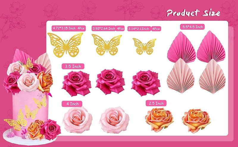 Boho Cake Topper Flower Palm Leaves Cake Decorations for Bohemian Wedding Baby gallery