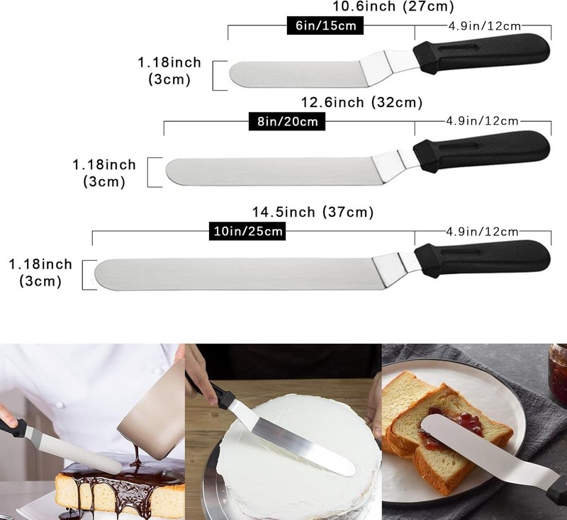 Icing Spatula, Frosting Spatula, Cake Decorating Spatula Set – 6″, 8″, 10″