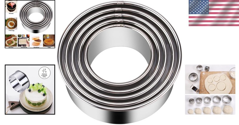 Stainless Steel Round Cookie Cutters Set - 5 Sizes, Ideal for All Occasions gallery