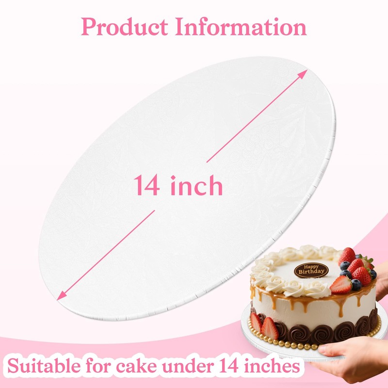 14 Inch White Round Cake Boards Drums 1/4 Inch Thick Cardboard Base 2 Pack gallery
