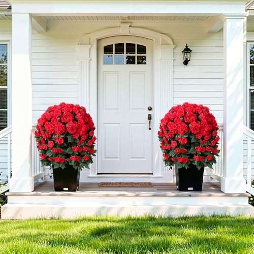 Artificial Geraniums Flowers for Outdoors Faux Hanging Plants Summer White gallery