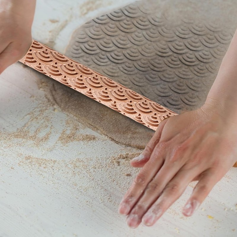 11pcs 15cm Wood Clay Roller Wooden Pottery Tools Wood Grain Texture Rollers gallery