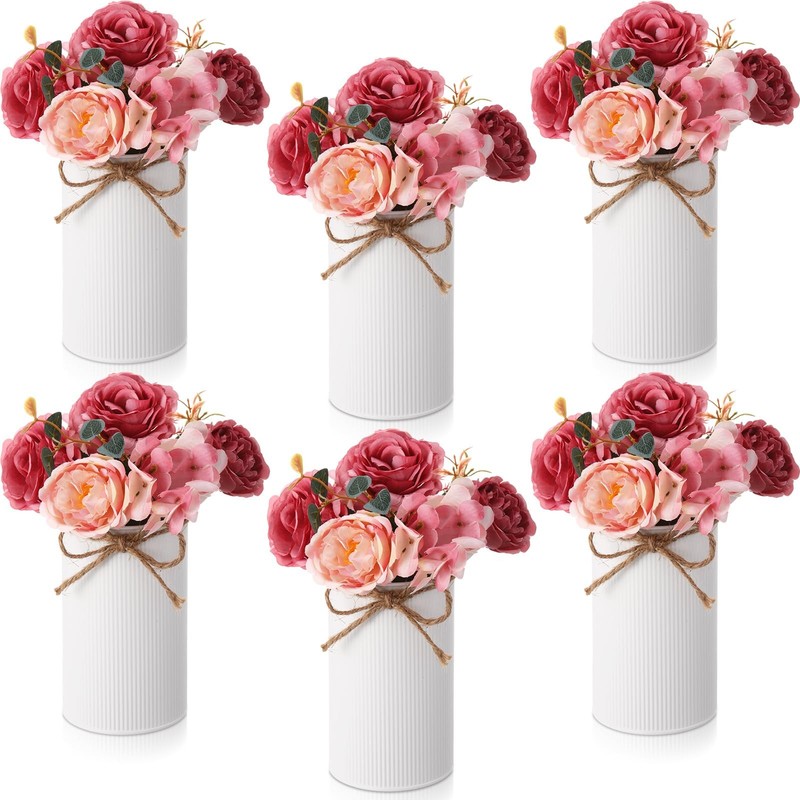 Domensi 6 Sets Wedding Centerpiece for Table Decoration Dusty Pink Artificial Fa