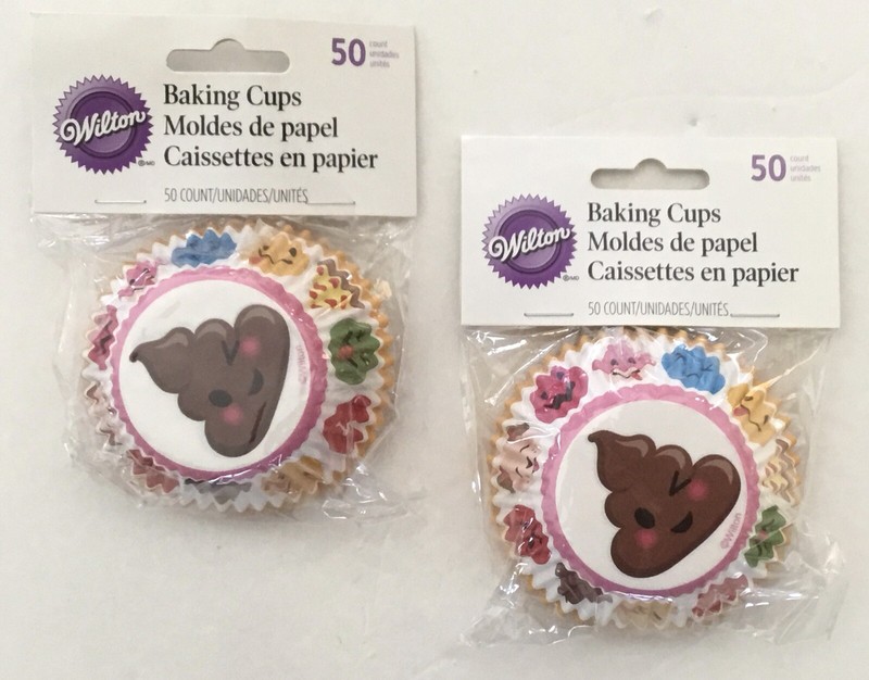 Poop Emoji Cupcake Baking Cups Liners 100 Count. Lot of 2 - 50 Ct.
