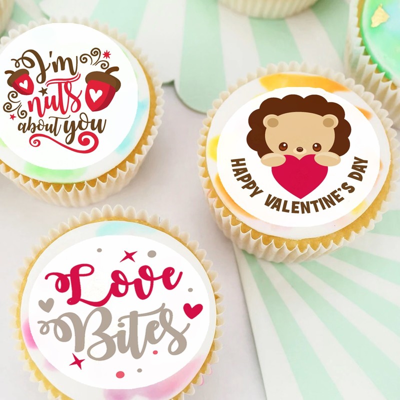 Love Valentines Pre-cut Edible Icing Cupcake or Cookie Toppers