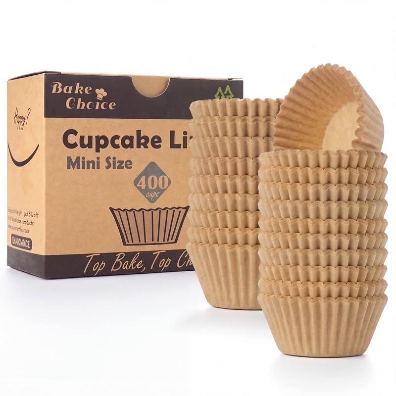 400pcs Non~Stick Mini Cupcake Liners, Food Grade Greaseproof Muffin Cups