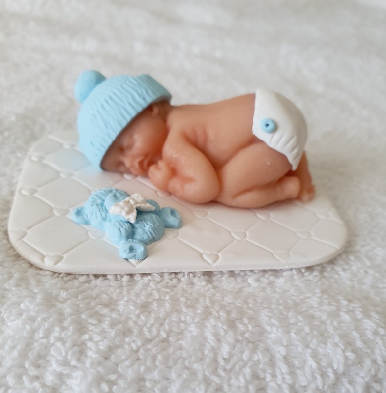 OOAK Hand made clay Cake Topper Decoration Baby Shower Keepsake boy non edible