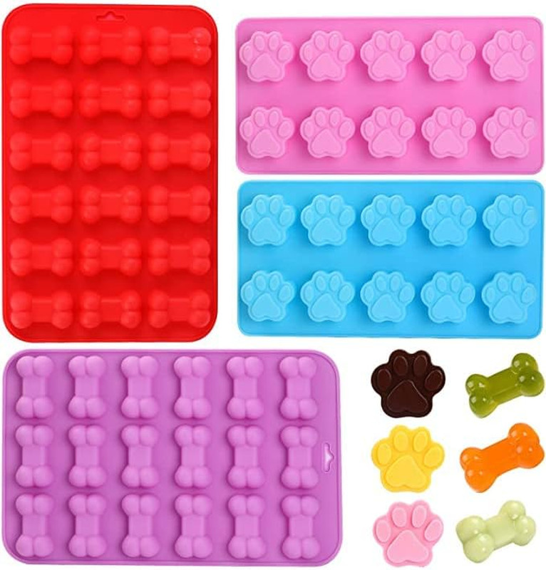 Silicone Molds Puppy Dog Paw and Bone Mold for Dog Treats, Homemade Non-Stick Fo